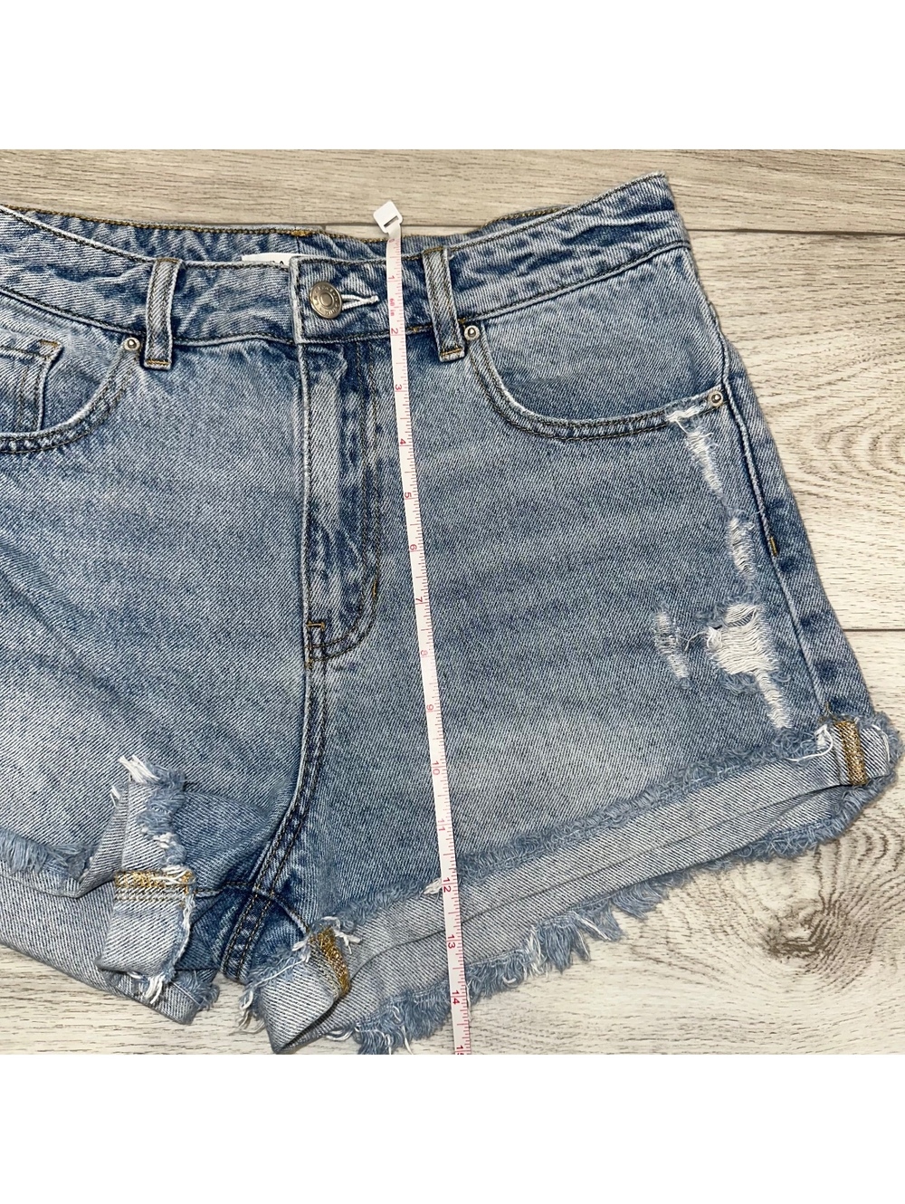 Pacsun Women's High-Rise Distressed Denim Shorts, Light Wash 8-10